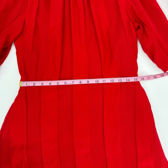 Everlane Women's Short Sleeve Red Striped Ruched Dress - Picture 11 of 14